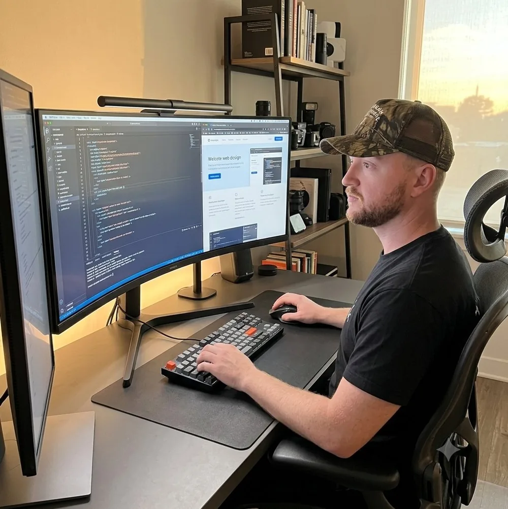 Ben Ellis, founder of BPE Digital, at his desk